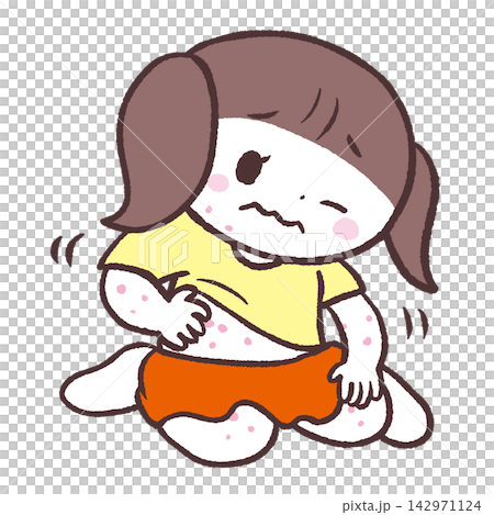 一幅女孩身上長蕁麻疹的插畫 一幅女孩身上長蕁麻疹的插畫 142971124