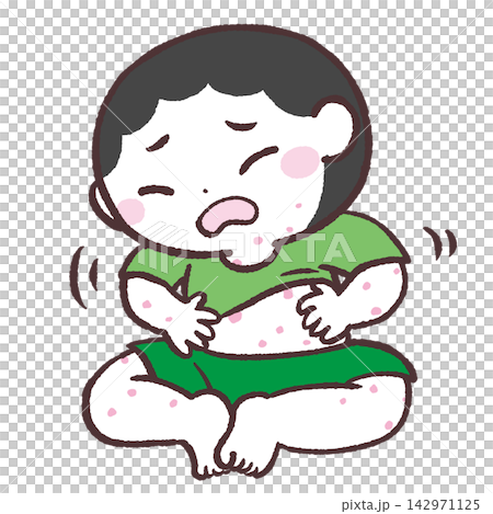 男孩身上長蕁麻疹的插畫 142971125