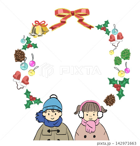 クリスマスモチーフのフレーム枠 142971663