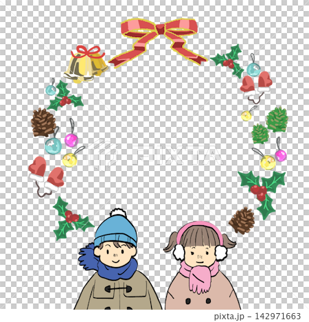 クリスマスモチーフのフレーム枠 142971663