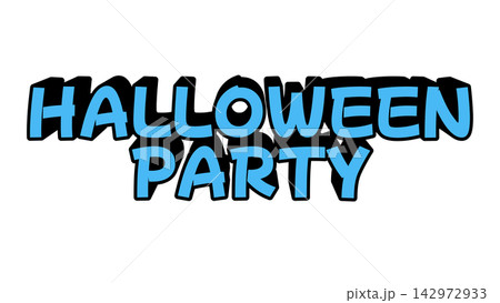 青色のHALLOWEENPARTYの立体文字 青色のHALLOWEENPARTYの立体文字 142972933
