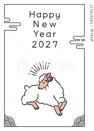 未年の年賀状テンプレート(2027年) 未年の年賀状テンプレート(2027年) 142974217