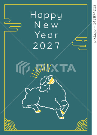 未年の年賀状テンプレート（2027年） 142974218