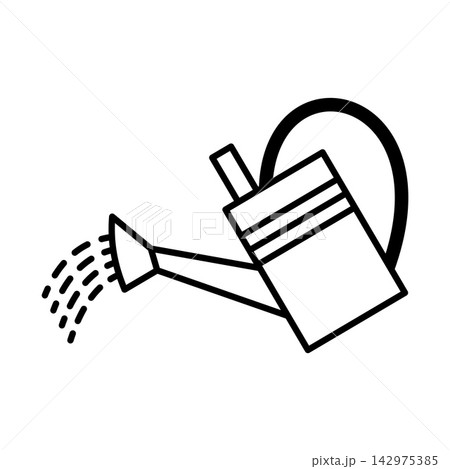 Garden watering can line icon isolated on white 142975385
