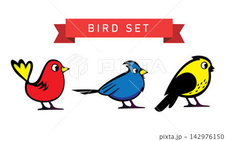 Set of birds isolated on white background. Flat style vector illustration. Set of birds isolated on white background. Flat style vector illustration. 142976150