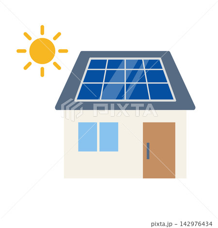 太陽光発電付きの住宅のアイコン 142976434