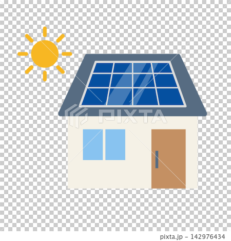太陽光発電付きの住宅のアイコン 142976434