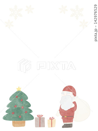 かわいいクリスマスのフレームイラスト 水彩風 かわいいクリスマスのフレームイラスト 水彩風 142976529