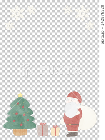 かわいいクリスマスのフレームイラスト 水彩風 かわいいクリスマスのフレームイラスト 水彩風 142976529