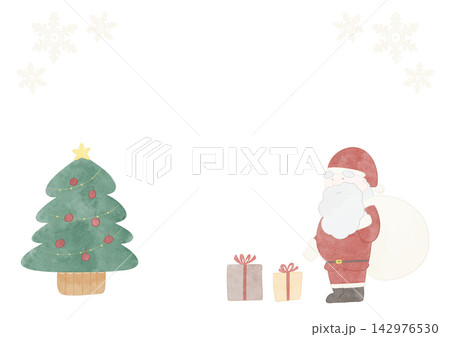 かわいいクリスマスのフレームイラスト 水彩風 142976530
