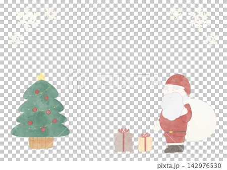 かわいいクリスマスのフレームイラスト 水彩風 142976530