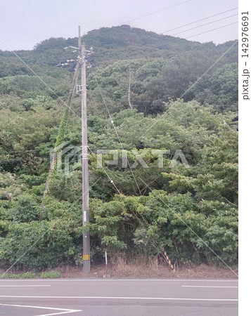 山間にある電柱 142976691
