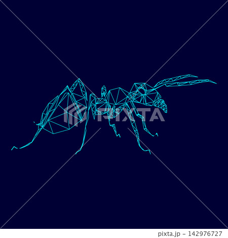 Ant low poly triangulation triangulated polygonal electric cyan blue vibrant aqua neon color vector illustration image outline contour line Ant low poly triangulation triangulated polygonal electric cyan blue vibrant aqua neon color vector illustration image outline contour line 142976727