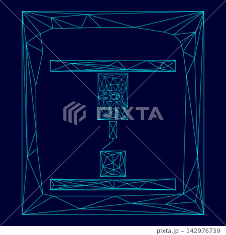 3d printer low poly triangulation triangulated polygonal electric cyan blue vibrant aqua neon color vector illustration image outline contour line 3d printer low poly triangulation triangulated polygonal electric cyan blue vibrant aqua neon color vector illustration image outline contour line 142976739