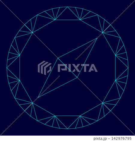 Compass low poly triangulation triangulated polygonal electric cyan blue vibrant aqua neon color vector illustration image outline contour line Compass low poly triangulation triangulated polygonal electric cyan blue vibrant aqua neon color vector illustration image outline contour line 142976795