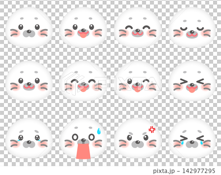 あざらしの顏アイコンイラスト素材セット2 142977295