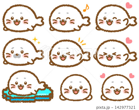 かわいいアザラシのイラスト素材セット 142977321