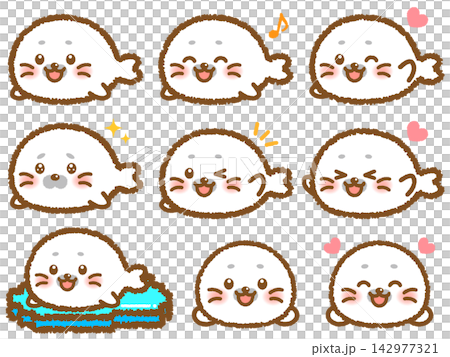 かわいいアザラシのイラスト素材セット 142977321