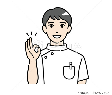OKサインをする若い男性医療従事者のイラスト素材 OKサインをする若い男性医療従事者のイラスト素材 142977492