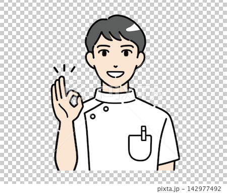 OKサインをする若い男性医療従事者のイラスト素材 OKサインをする若い男性医療従事者のイラスト素材 142977492