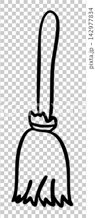 Hand drawn witch broom outline for colouring book, art, painting, Halloween event, activity, costume, circus, theme park, cartoon, character, comic, mascot, standee, trick or treat, stickers, object 142977834