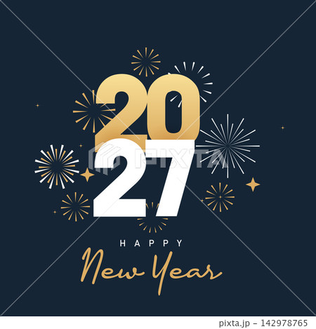 2027 Happy New Year, New years eve Typography Greating post Banner Background 2027 Happy New Year, New years eve Typography Greating post Banner Background 142978765