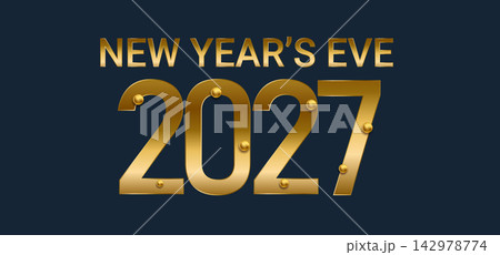 2027 Happy New Year, New years eve Typography Greating post Banner Background 142978774