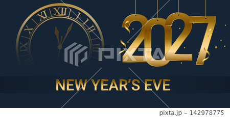 2027 Happy New Year, New years eve Typography Greating post Banner Background 2027 Happy New Year, New years eve Typography Greating post Banner Background 142978775