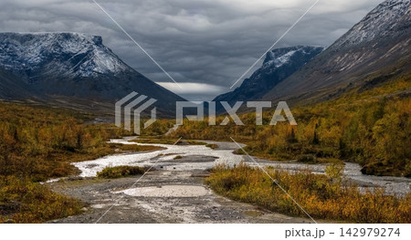 Fresh water resource and glacial stream in mountain ecosystem 142979274