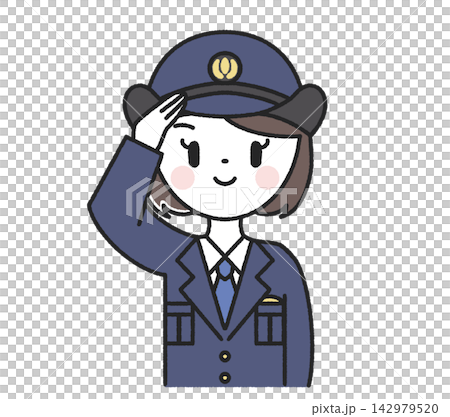 敬礼をする女性警察官 142979520