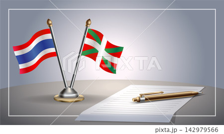 Small national flag of Thailand and Basque lands flag Relation, Template Vector Illustration 142979566