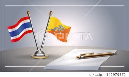 Small national flag of Thailand and Bhutan flag Relation, Template Vector Illustration Small national flag of Thailand and Bhutan flag Relation, Template Vector Illustration 142979572