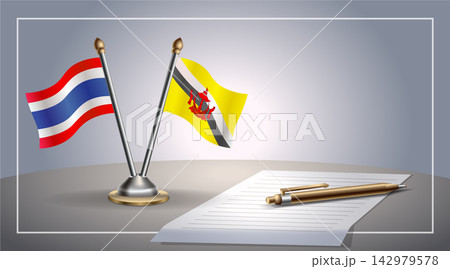 Small national flag of Thailand and Brunei flag Relation, Template Vector Illustration 142979578