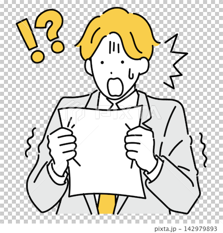 The man was surprised when he saw the documents. The man was surprised when he saw the documents. 142979893