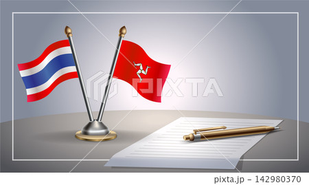 Small national flag of Thailand and Isle of Man flag Relation, Template Vector Illustration 142980370