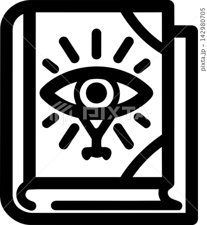 Mysterious magic book icon showing creepy eye 142980705