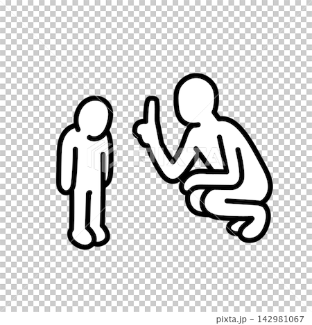 A stick figure scolding a child A stick figure scolding a child 142981067