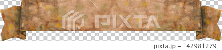 Watercolor vintage bronze ribbon. Hand painted banners isolated on white background. 142981279