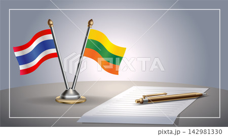 Small national flag of Thailand and Lithuanian flag Relation, Template Vector Illustration Small national flag of Thailand and Lithuanian flag Relation, Template Vector Illustration 142981330
