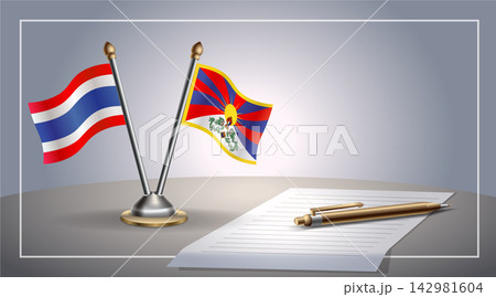 Small national flag of Thailand and Tibet flag Relation, Template Vector Illustration 142981604