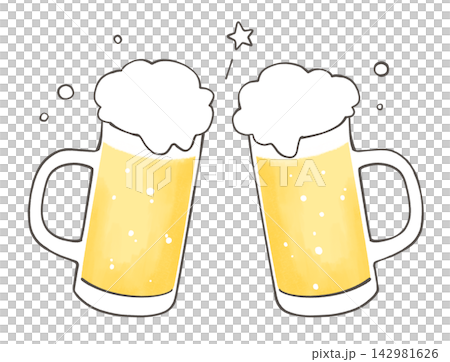 Cheers! An illustration of people toasting with beer mugs. Cheers! An illustration of people toasting with beer mugs. 142981626