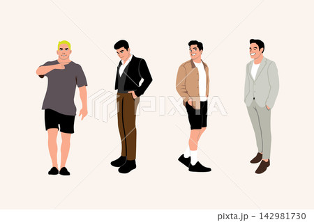 Set of men in casual clothes. Vector illustration in flat style. 142981730