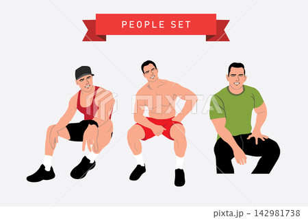 Set of people in sportswear. Flat style vector illustration. 142981738