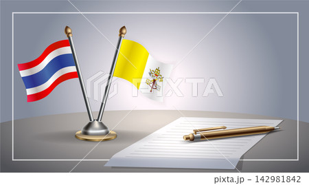 Small national flag of Thailand and Vatican City flag Relation, Template Vector Illustration 142981842