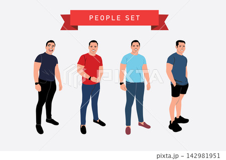 People of different ages and body types. Flat style vector illustration. People of different ages and body types. Flat style vector illustration. 142981951
