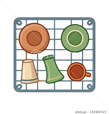 Illustrated collection of whimsical coffee cups, mugs, and saucers suitable for cafe decor, menus, or lifestyle graphic design. Illustrated collection of whimsical coffee cups, mugs, and saucers suitable for cafe decor, menus, or lifestyle graphic design. 142982523
