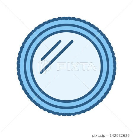 Minimalist blue decorative mirror outline drawing suitable for frames, signs, or bathroom designs. Minimalist blue decorative mirror outline drawing suitable for frames, signs, or bathroom designs. 142982625