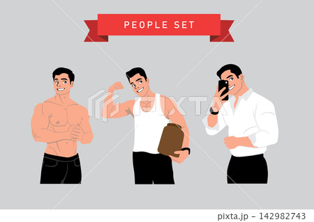 Vector illustration of a man in a shirt and shorts Vector illustration of a man in a shirt and shorts 142982743