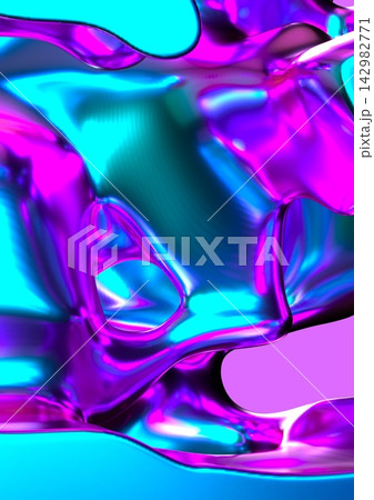 Holographic Liquid Texture Render. Vibrant Abstract Art 142982771