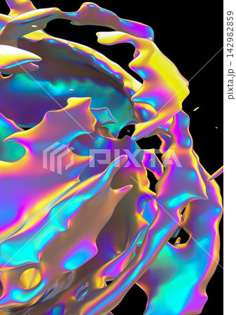 Organic Iridescent Shapes Render. Abstract Futuristic Art 142982859